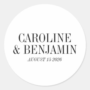 Sticker Rond Noms minimalistes modernes de typographie noir et 