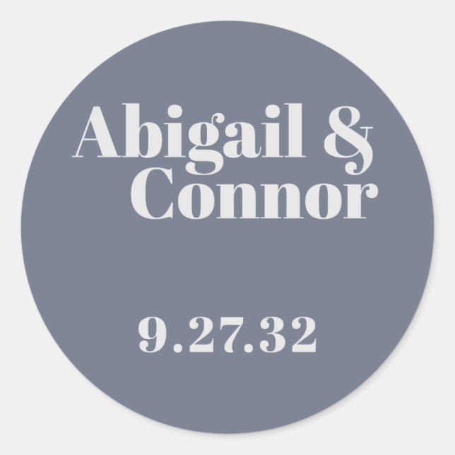 Sticker Rond Noms minimaux de la typographie moderne gris pâle  (Devant)