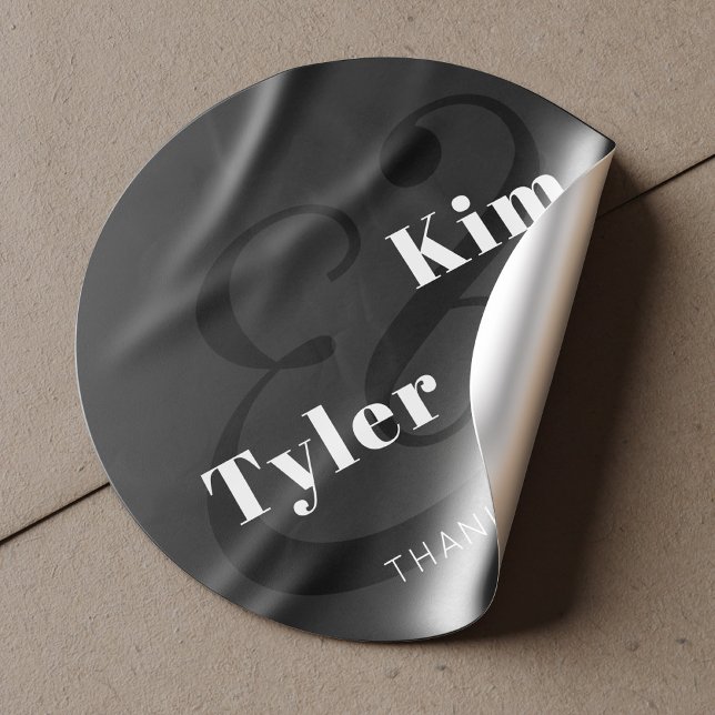 Sticker Rond Noms modernes simples monogramme merci mariage (Créateur téléchargé)