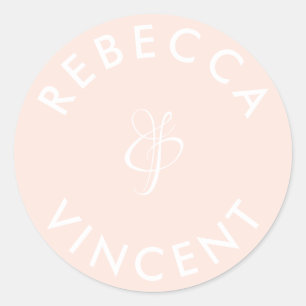 Sticker Rond Noms personnels minimalistes du Mariage corail Cla
