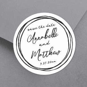 Sticker Rond Noms simples tendance noir blanc enregistrer la da