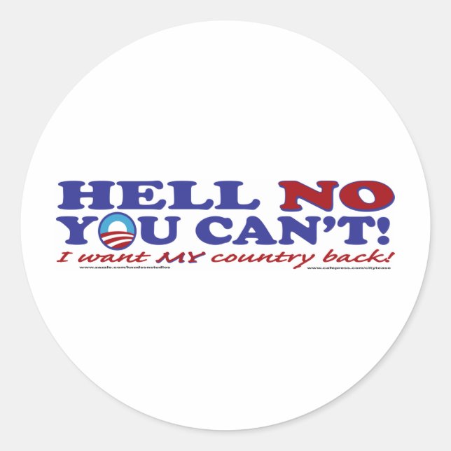 Sticker Rond Non à Obama-Logo (Devant)