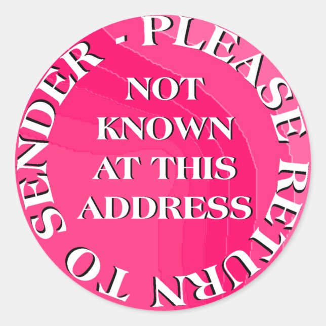 Sticker Rond Non connu à cette adresse (Devant)