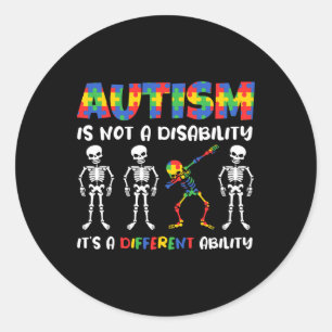 Sticker Rond Non Handicap Capacité Différente Squelette Autisme