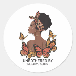 Sticker Rond Non Préoccupé Par Les Âmes Négatives Afro Black Gi