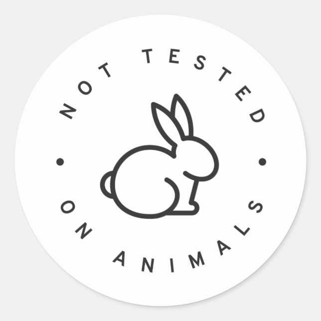 Sticker Rond Non testé sur le lapin animal (Devant)