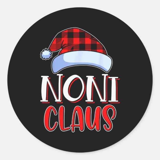 Sticker Rond Noni Claus Santa Family Matching Christmas Pajamas (Devant)