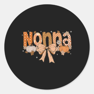 Sticker Rond Nonna Citrouille Fall Coquette Bow Thanksgiving Ma