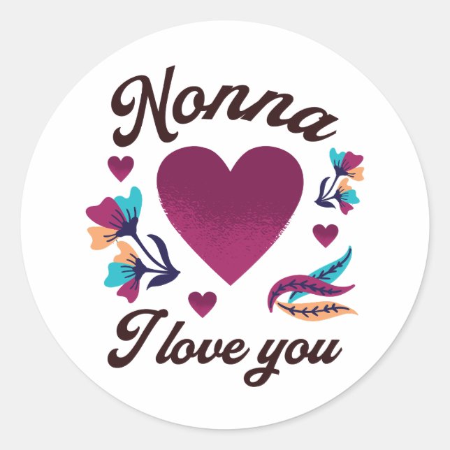 Sticker Rond Nonna Je t'aime, grand-mère Je t'aime (Devant)