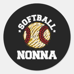 Sticker Rond Nonna Softball Distressed Vintage Drôle Mamie Ga
