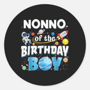 Sticker Rond Nonno De L'Anniversaire Garçon Astronaut Espace Fa