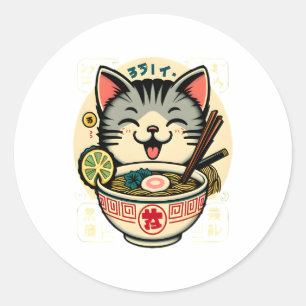 Sticker Rond Noodle de chat japonais Anime ga Kawaii Chat