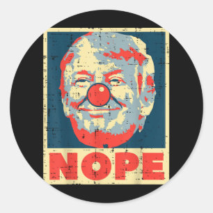 Sticker Rond Nope anti-Trump clown Vintage Retro Impeach Non Do
