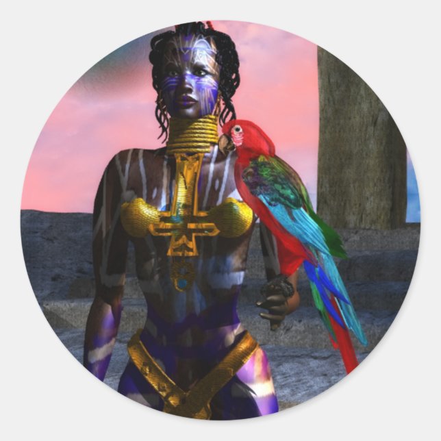 STICKER ROND NORA CYBER WARRIOR (Devant)