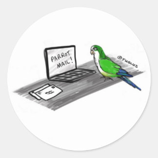 Sticker Rond Norbert le Parrot aime le courrier