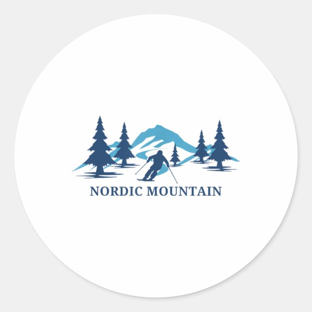 Sticker Rond Nordic Mountain Wisconsin Station de ski Ski Ski (Devant)