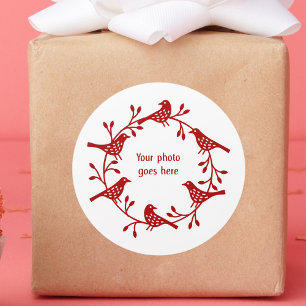 Sticker Rond Nordique Bird Photo Wreath