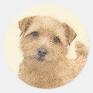 Sticker Rond Norfolk Terrier Peinture - Art Chien original