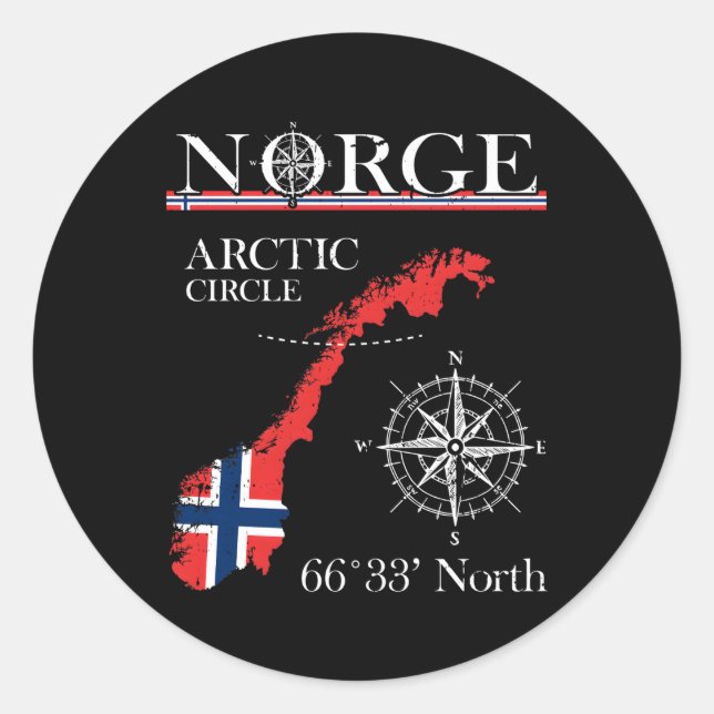 Sticker Rond Norge Arctic Circle Polaire Nord Norvège Norvégien (Devant)