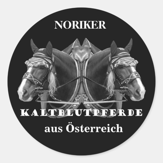 Sticker Rond NORIKER Chevaux de sang froid d'Autriche (Devant)