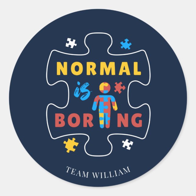 Sticker Rond Normal est ennuyeux Équipe de soutien pour la sens (Devant)