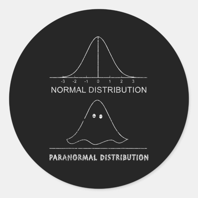 Sticker Rond Normal Paranormal Distribution Funny Math Ghost Ha (Devant)