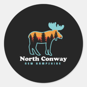 Sticker Rond North Conway New Hampshire Moose Mountains