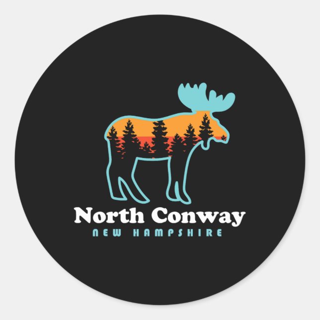 Sticker Rond North Conway New Hampshire Moose Mountains  (Devant)