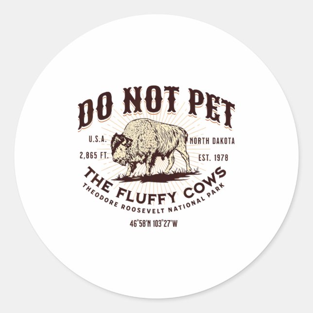 Sticker Rond North Dakota Funny Bison Quote Buffalo Souvenir Do (Devant)