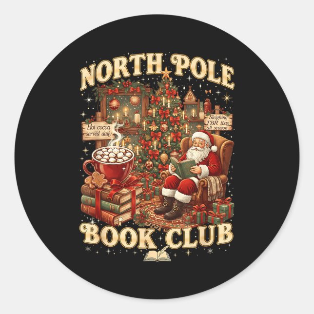 Sticker Rond North Le Book Club Cozy Christmas Reading Gift  (Devant)