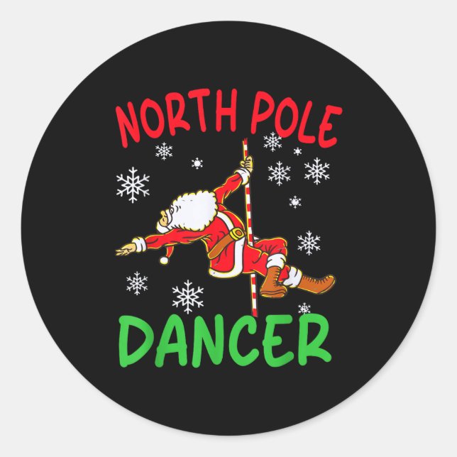 Sticker Rond North Le Dancer Funny Santa Joke  (Devant)