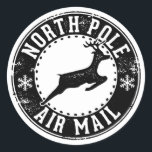 Sticker Rond North Pole Air Mail Christmas Favoriser Cadeau cad<br><div class="desc">Stickers Arrondi Classic Stamp du North Pole Air Mail.</div>