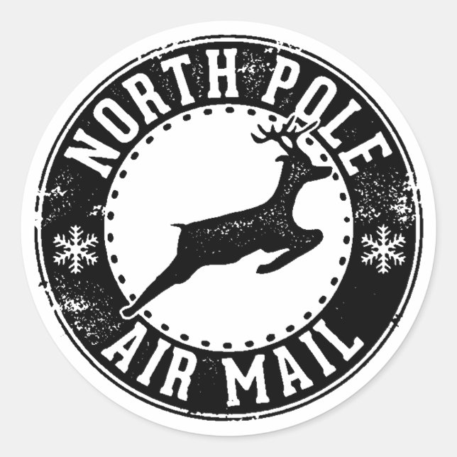 Sticker Rond North Pole Air Mail Christmas Favoriser Cadeau cad (Devant)