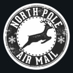 Sticker Rond North Pole Air Mail Christmas Favoriser Cadeau cad<br><div class="desc">Stickers Arrondi Classic Stamp du North Pole Air Mail.</div>