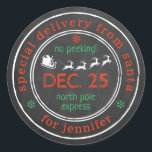 Sticker Rond North Pole Special Delivery Santa Christmas Gift<br><div class="desc">These stickers are perfect for using as labels on Christmas cards & gifts and the festive design can be easily personalized with a recipient name. Please note: these stickers are only for people on Santa's nice list and should not be given to anyone on Santa's naughty list ;-)</div>