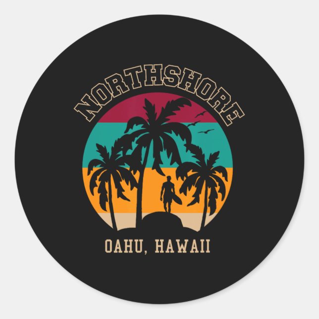 Sticker Rond Northshore Oahu Hawaii1 (Devant)