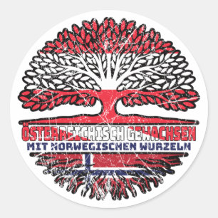 Sticker Rond Norvège Autriche Autriche Arbre