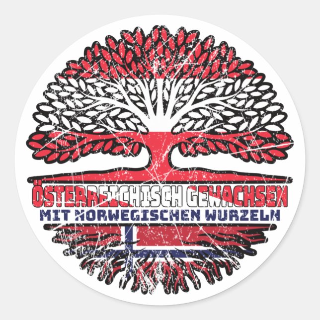 Sticker Rond Norvège Autriche Autriche Arbre (Devant)