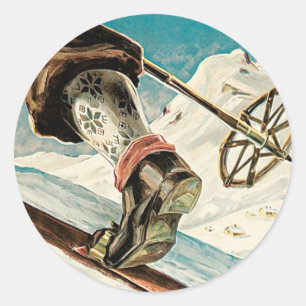 Sticker Rond Norvège ~ La maison du ski