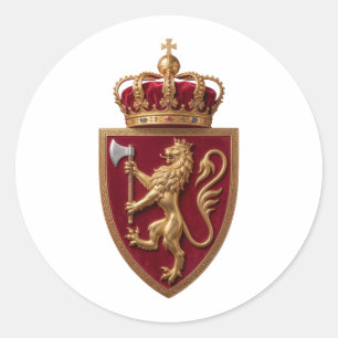 Sticker Rond Norvège pays manteau armoiries symbole emblème dra