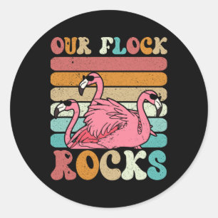 Sticker Rond Nos Flock Rocks Flamant rose Correspondant Vacance