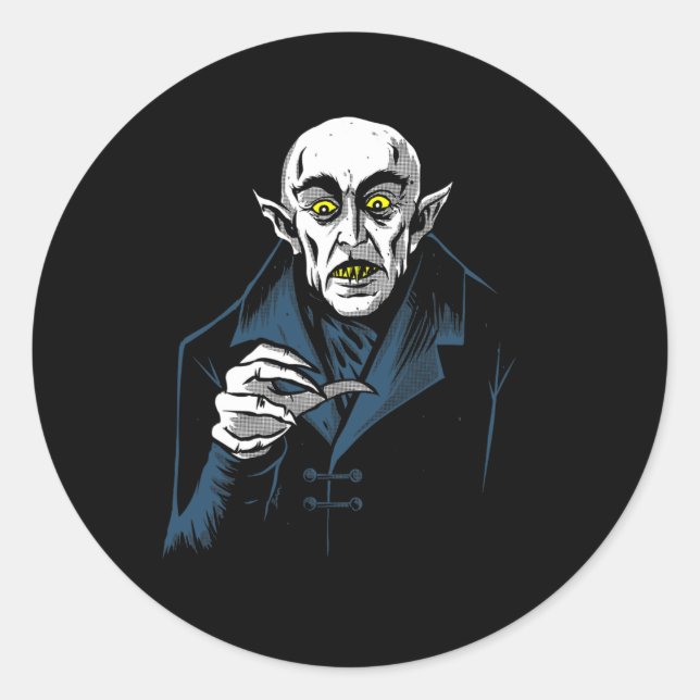 Sticker Rond Nosferatu Halloween Vampire Horreur Dracula (Devant)