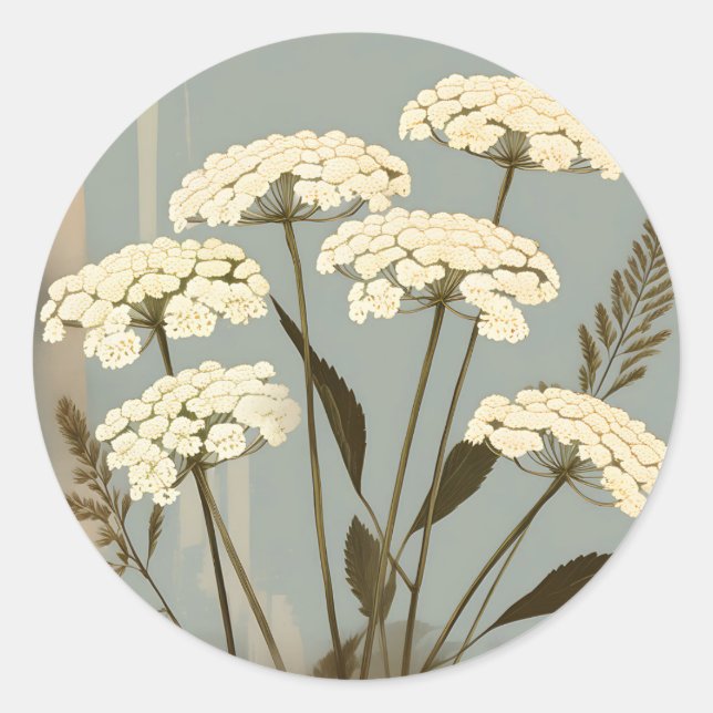 Sticker Rond Nostalgic Yarrow Botanical (Devant)