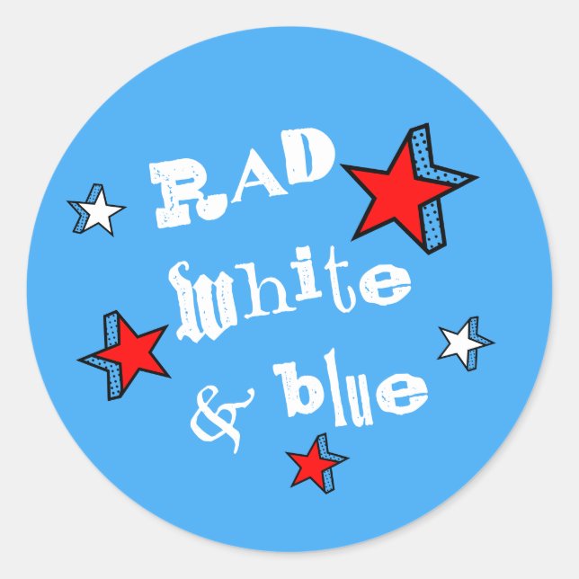 Sticker Rond Nostalgique Patriotique Rad White et Blue Star (Devant)