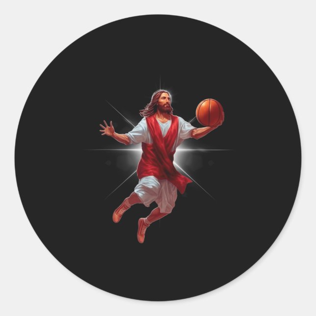 Sticker Rond Not Today Satan Jesus Funny Slam Holy Dunk Basketb (Devant)
