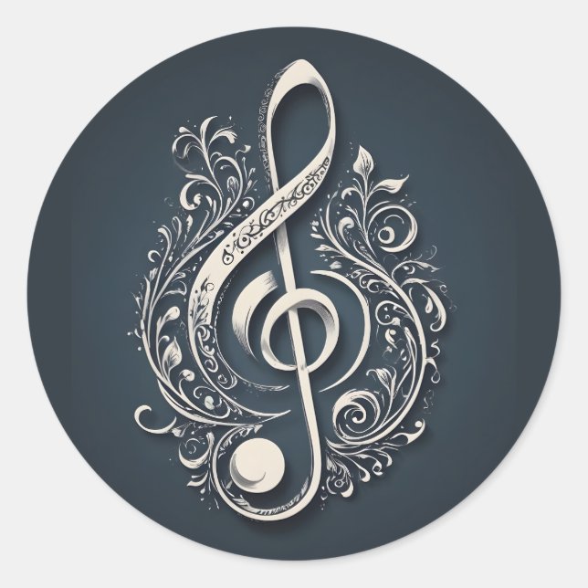 Sticker Rond Note de clic de musique (Devant)