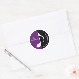 Sticker Rond note de musique ~ noir & violet