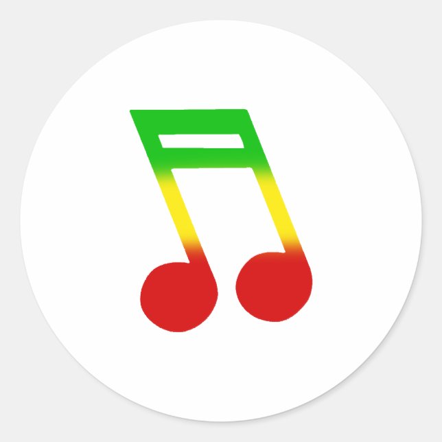 Sticker Rond Note de musique Rasta (Devant)