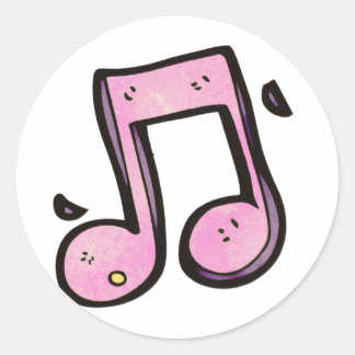 Sticker Rond Note de musique rose