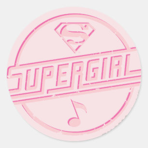 Sticker Rond Note de musique rose Supergirl